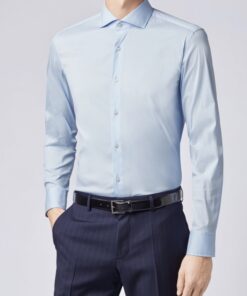 Hugo Boss Camicia Uomo In Cotone/Elastan Slim Fit Tinta Unita Prezzo Affare