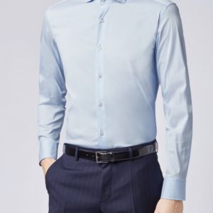 Hugo Boss Camicia Uomo In Cotone/Elastan Slim Fit Tinta Unita Prezzo Affare