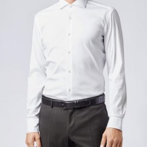 Hugo Boss Camicia Uomo In Cotone/Elastan Slim Fit Tinta Unita Prezzo Affare