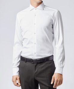 Hugo Boss Camicia Uomo In Cotone/Elastan Slim Fit Tinta Unita Prezzo Affare