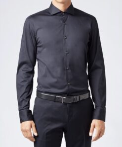 Hugo Boss Camicia Uomo In Cotone/Elastan Slim Fit Tinta Unita Prezzo Affare