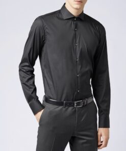 Hugo Boss Camicia Uomo In Cotone/Elastan Slim Fit Tinta Unita Prezzo Affare
