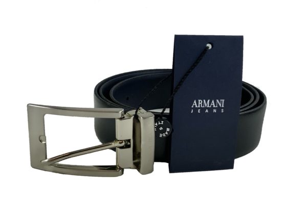 Armani Jeans AJ0703 Cintura Uomo Original Reversibile Pelle Liscia Made Italy