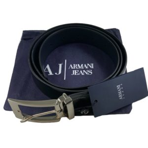 Armani Jeans Cintura Uomo Original Reversibile Pelle Saffiano Made Italy AJ 3108