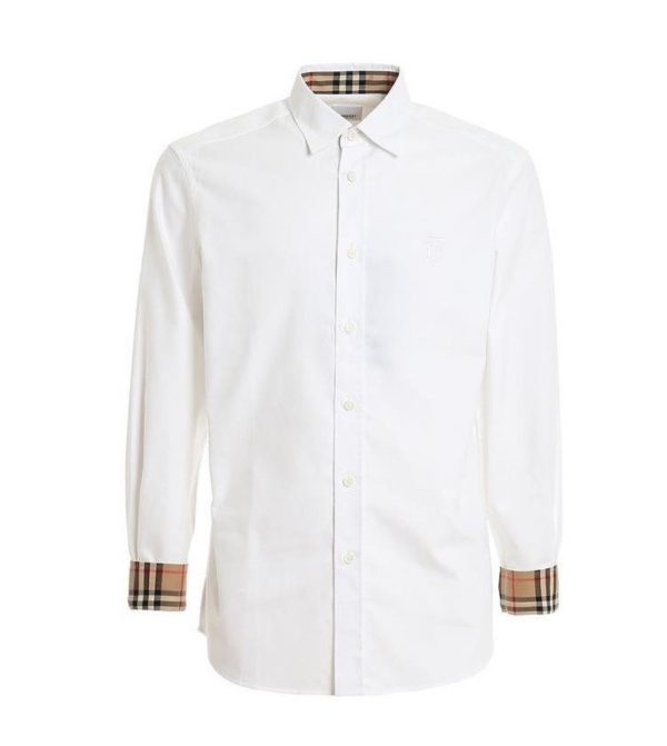 Burberry 8008703 1003 Camicia Uomo in Cotone Stretch Logo in Tinta Prezzo Affare