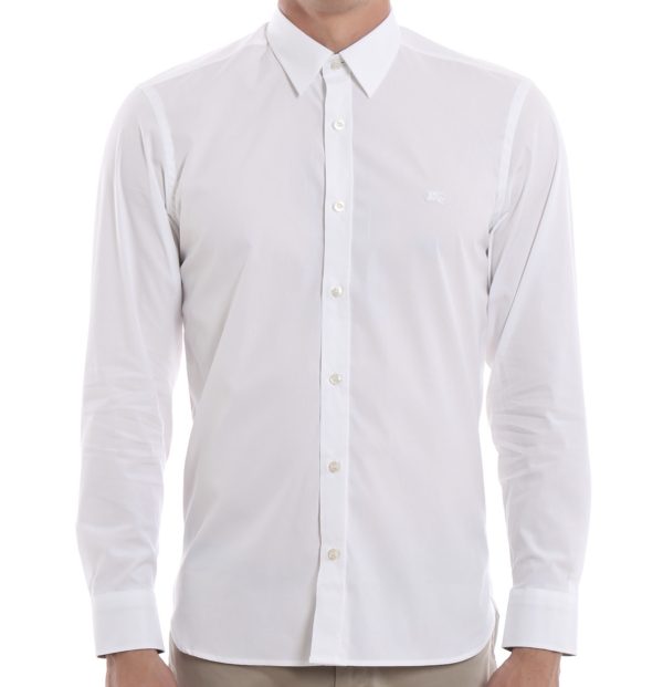 Burberry 8008703 1003 Camicia Uomo in Cotone Stretch Logo in Tinta Prezzo Affare