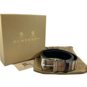 Burberry London 74I-3EJ067 Cintura Uomo In Vera Pelle e Tela Check Vintage Made in Italy Prezzo Affare