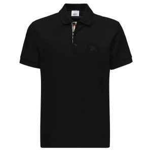 Burberry London Polo Uomo In Cotone Oxford Manica Corta Regular Fit Logo in Tinta Prezzo Affare