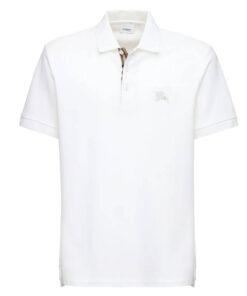 Burberry London Polo Uomo In Cotone Oxford Manica Corta Regular Fit Logo in Tinta Prezzo Affare