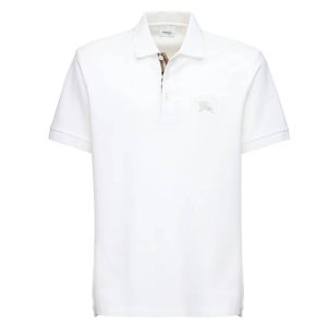 Burberry London Polo Uomo In Cotone Oxford Manica Corta Regular Fit Logo in Tinta Prezzo Affare