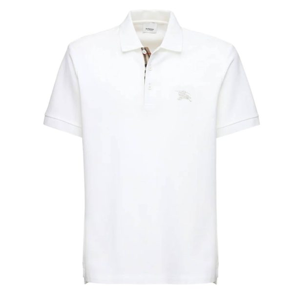 Burberry London Polo Uomo In Cotone Oxford Manica Corta Regular Fit Logo in Tinta Prezzo Affare