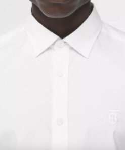 Burberry London Camicia Uomo In Popeline Di Cotone Logo TB Regular Fit Prezzo Affare