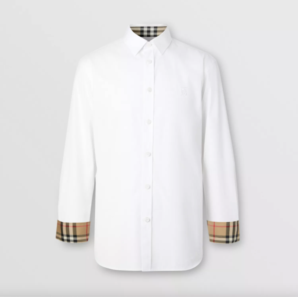 Burberry London Camicia Uomo In Popeline Di Cotone Logo TB Regular Fit Prezzo Affare