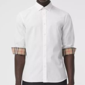 Burberry London Camicia Uomo In Popeline Di Cotone Logo TB Regular Fit Prezzo Affare