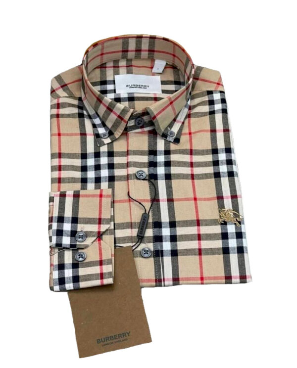 Burberry London Camicia Uomo Button Down in Cotone Pattern a Quadri Prezzo Affare