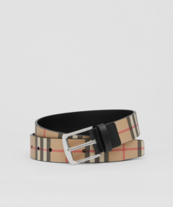 Burberry 80527821 Cintura Uomo In Pelle Made In Italy Motivo Vintage Check Special Price
