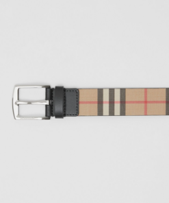 Burberry 80527821 Cintura Uomo In Pelle Made In Italy Motivo Vintage Check Special Price