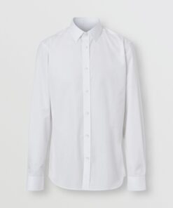 Burberry London Camicia Uomo Elegante Logo TB In Popeline di Cotone Special Price