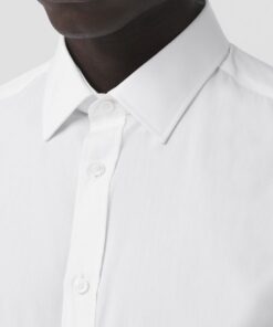 Burberry London Camicia Uomo Elegante Logo TB In Popeline di Cotone Special Price