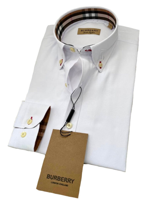 Burberry London Camicia Uomo Button Down Logo TB Sul Colletto Special Price