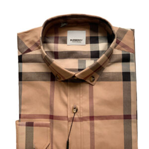 Burberry 8001007 Camicia Uomo Button Down Cotone Pattern Quadri Special Price