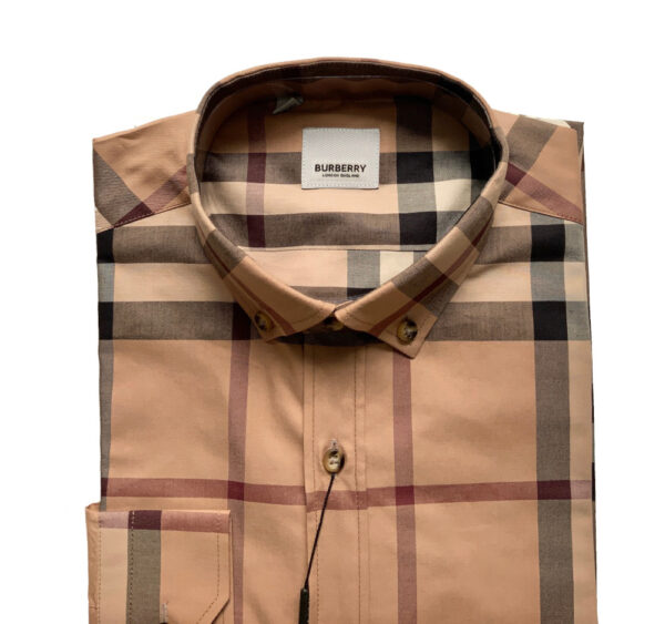 Burberry 8001007 Camicia Uomo Button Down Cotone Pattern Quadri Special Price