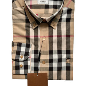 Burberry 8001033 Camicia Uomo Button Down Cotone Pattern Quadri Special Price