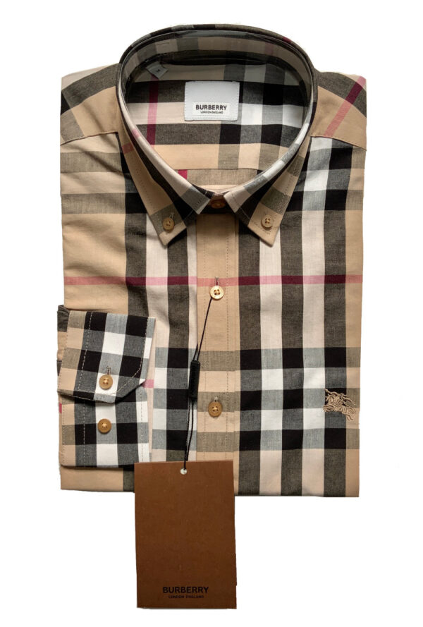 Burberry 8001033 Camicia Uomo Button Down Cotone Pattern Quadri Special Price