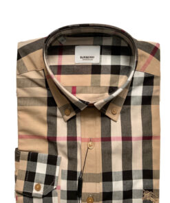 Burberry 8001033 Camicia Uomo Button Down Cotone Pattern Quadri Special Price