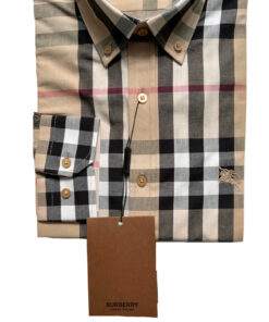 Burberry 8001033 Camicia Uomo Button Down Cotone Pattern Quadri Special Price