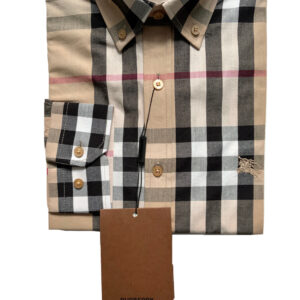 Burberry 8001033 Camicia Uomo Button Down Cotone Pattern Quadri Special Price