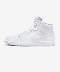 Nike Air Jordan 1 Mid Triple White 554724 136 Scarpe Sneakers Uomo Special Price