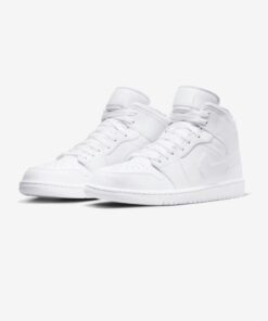 Nike Air Jordan 1 Mid Triple White 554724 136 Scarpe Sneakers Uomo Special Price