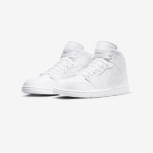 Nike Air Jordan 1 Mid Triple White 554724 136 Scarpe Sneakers Uomo Special Price