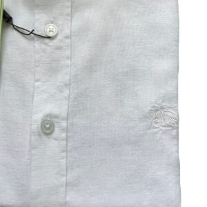 Burberry London Camicia Uomo In Lino Pregiato Regular Fit Logo In Tinta Prezzo Affare