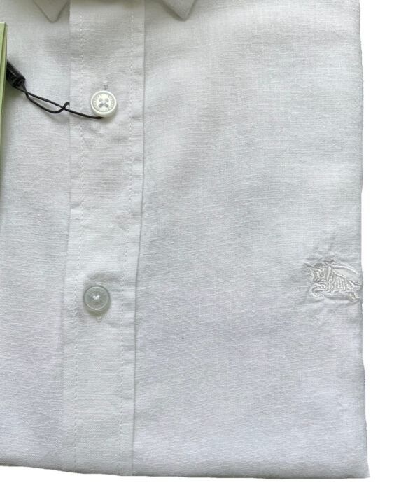 Burberry London Camicia Uomo In Lino Pregiato Regular Fit Logo In Tinta Prezzo Affare