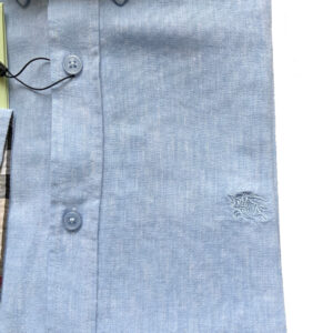 Burberry London Camicia Uomo In Lino Pregiato Regular Fit Logo In Tinta Prezzo Affare