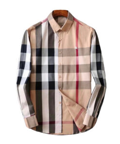 Burberry 8001007 Camicia Uomo Button Down Cotone Pattern Quadri Special Price