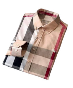 Burberry 8001007 Camicia Uomo Button Down Cotone Pattern Quadri Special Price