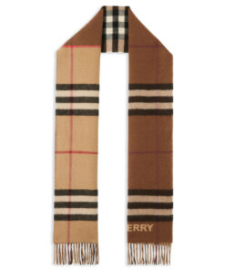 Burberry 80453291 Sciarpa in Cashmere Bicolore Con Frange Unisex 170×35 Special Price