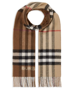 Burberry 80453291 Sciarpa in Cashmere Bicolore Con Frange Unisex 170×35 Special Price
