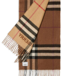 Burberry 80453291 Sciarpa in Cashmere Bicolore Con Frange Unisex 170×35 Special Price