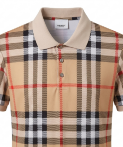 Burberry Polo Uomo in Cotone Oxford Check e Elastan Special Price