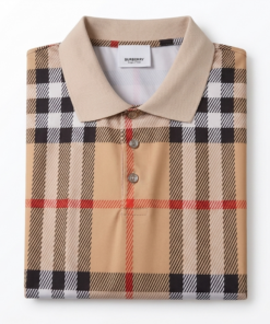 Burberry Polo Uomo in Cotone Oxford Check e Elastan Special Price