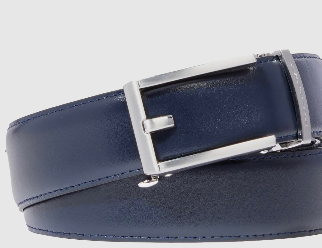 Piquadro Cintura Uomo Made in Italy in Pelle Regolabile senza fori chiusura a scatto