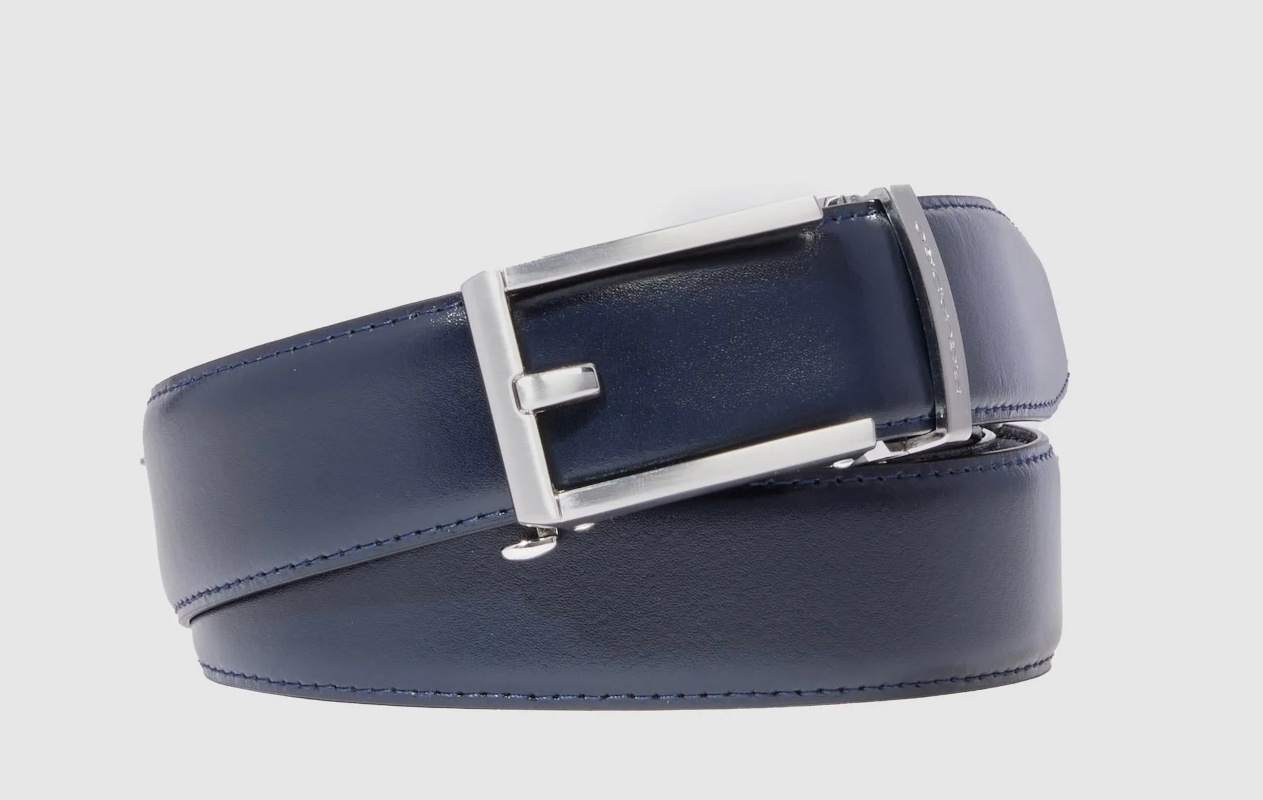 Piquadro Cintura Uomo Made in Italy in Pelle Regolabile senza fori chiusura a scatto