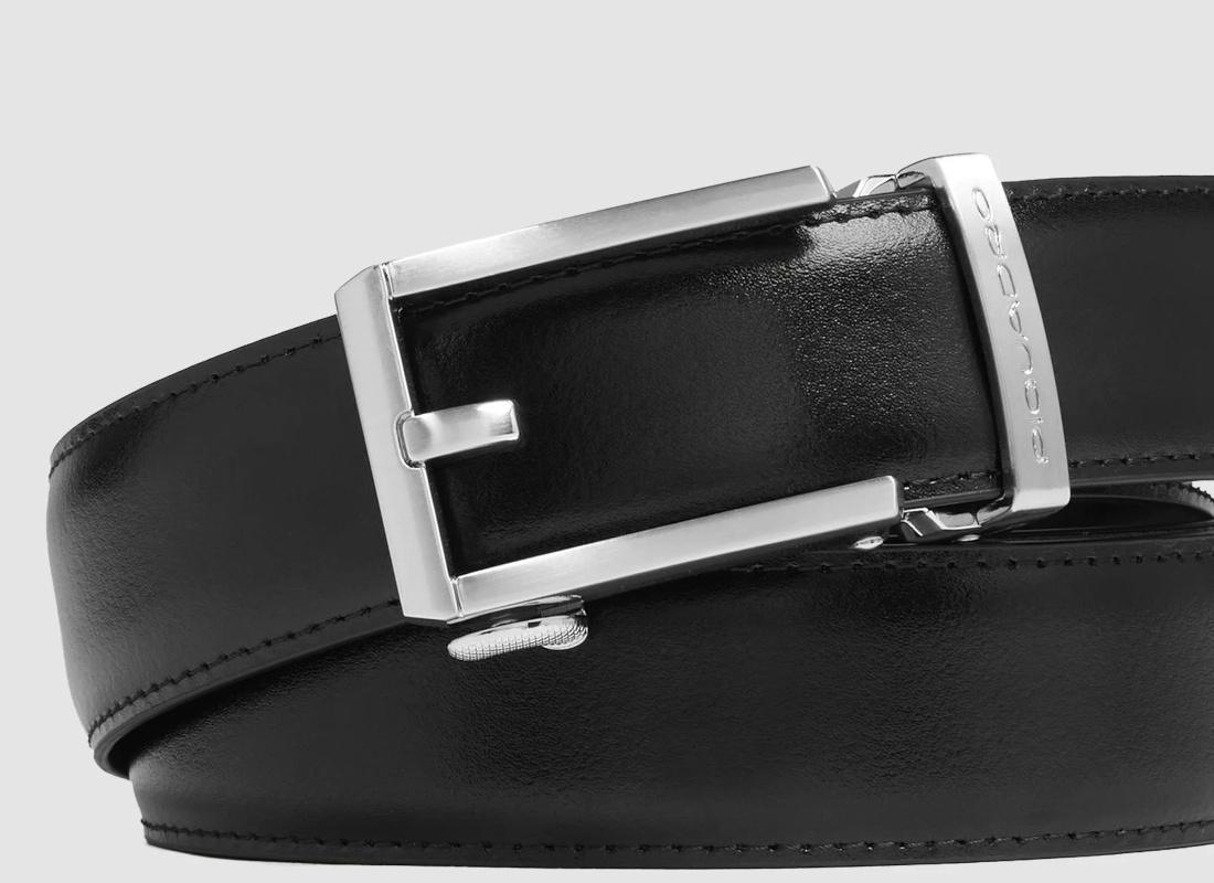 Piquadro Cintura Uomo Made in Italy in Pelle Regolabile senza fori chiusura a scatto